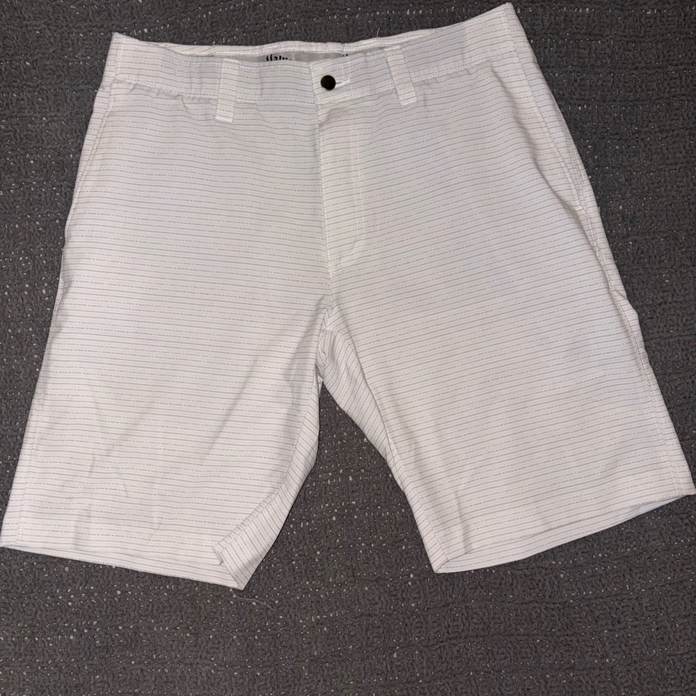 Men's White Striped Golf Shorts